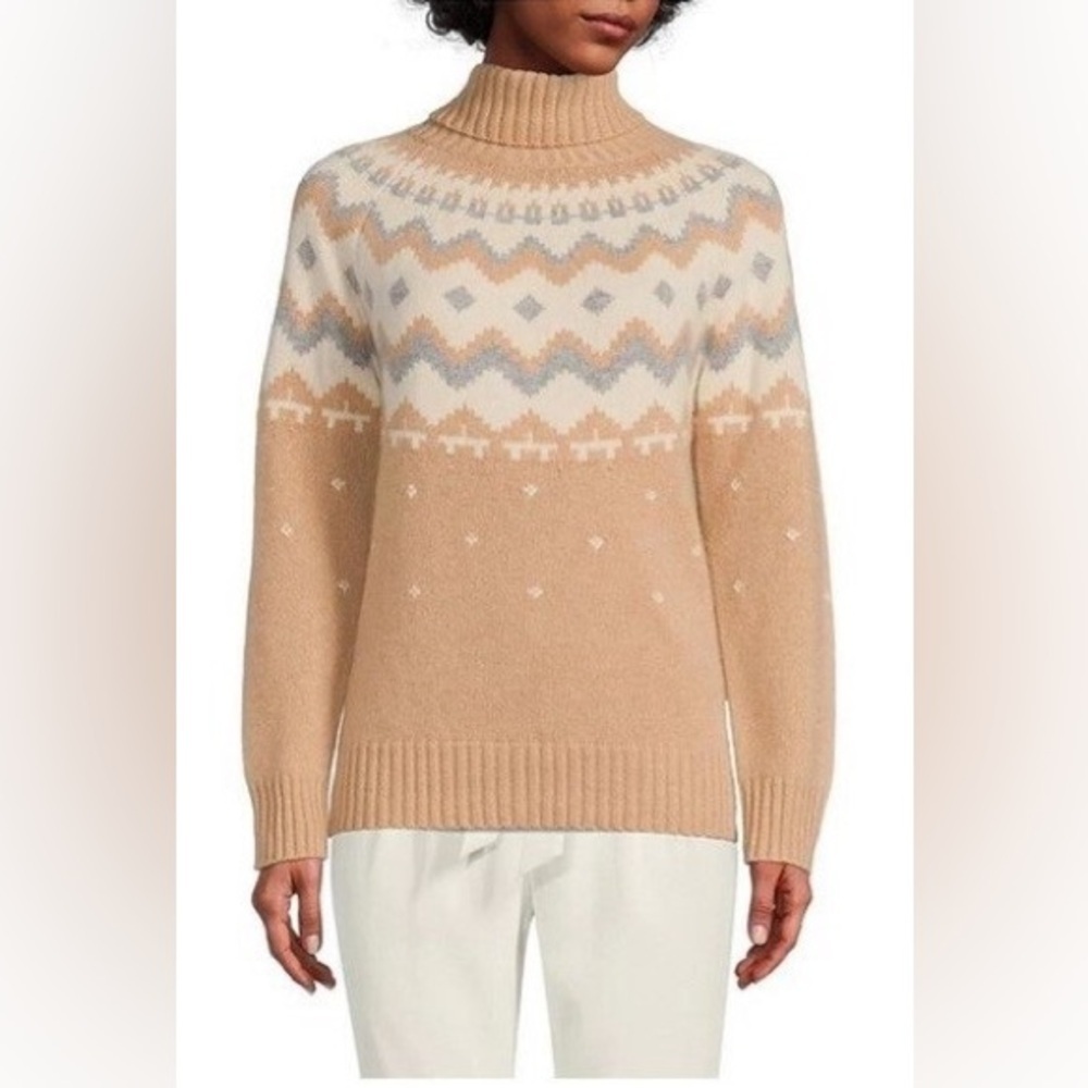 ANTONIO MELANI 100% Cashmere Sweater FAIR ISLE Turtleneck M
